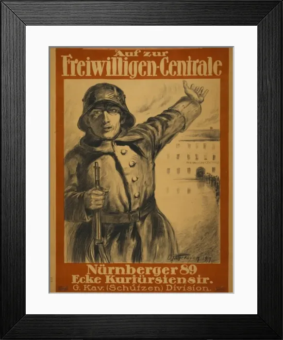 Framed Print : Auf zur Freiwilligen-Centrale, Nurnberger 89, Ecke Kurfurste Framed Print : Auf zur Freiwilligen-Centrale, Nurnberger 89, Ecke Kurfurste