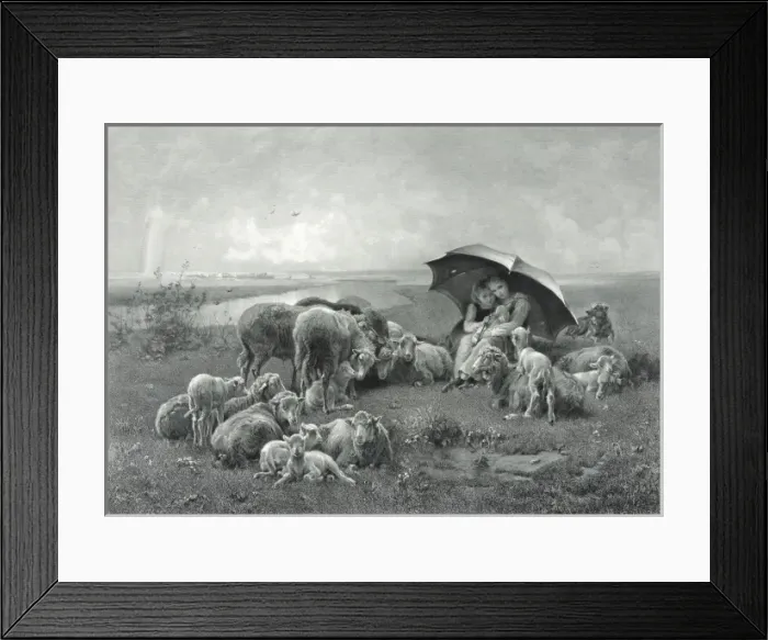 Framed Print : The little shepherdesses Framed Print : The little shepherdesses