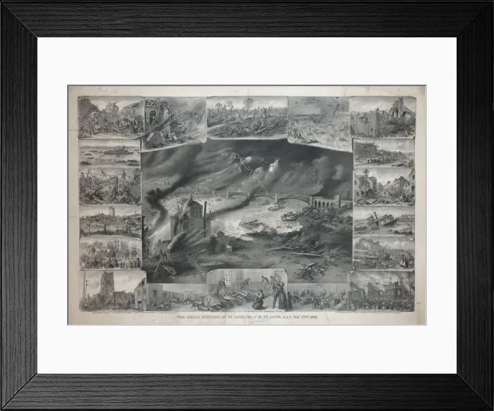 Framed Print : The great tornado at St. Louis, MO. and E. St. Louis, Ill s Framed Print : The great tornado at St. Louis, MO. and E. St. Louis, Ill s