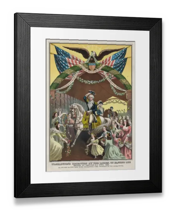 Framed Print : Washingtons reception by the ladies, on passing the bridge Framed Print : Washingtons reception by the ladies, on passing the bridge