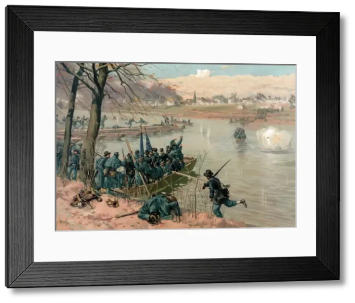 Framed Print : Laying the pontons at Fredericksburg Framed Print : Laying the pontons at Fredericksburg