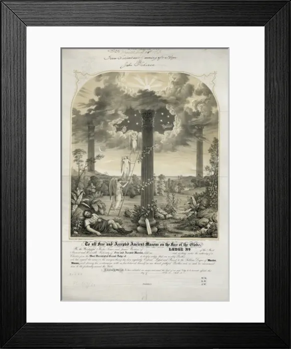 Framed Print : Freemasons membership certificate Framed Print : Freemasons membership certificate