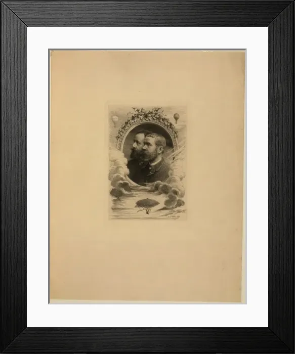 Framed Print : Head-and-shoulders portrait of French balloonists Albert Tis Framed Print : Head-and-shoulders portrait of French balloonists Albert Tis