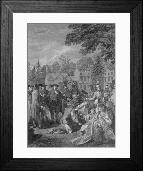 Framed Print : Guillaume Penn traite avec les indiens etablissant la provin Framed Print : Guillaume Penn traite avec les indiens etablissant la provin