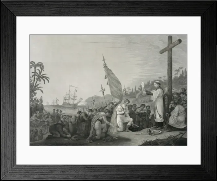 Framed Print : The first landing of Columbus in the new world Framed Print : The first landing of Columbus in the new world