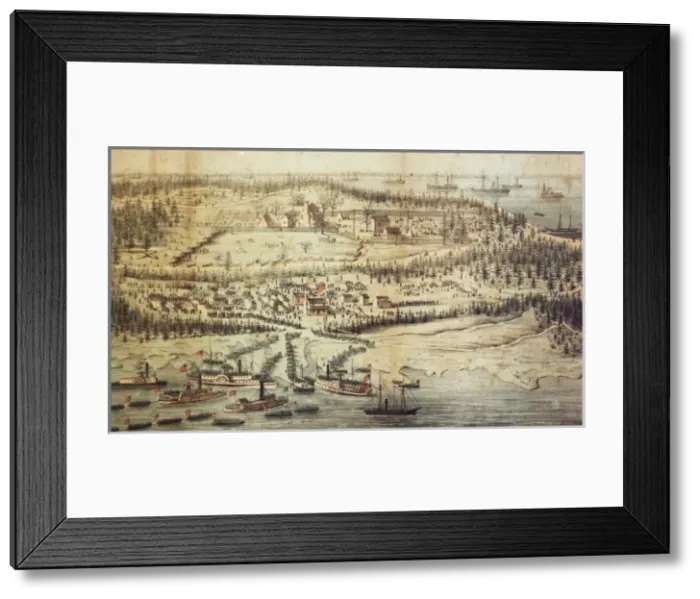 Framed Print : The Burnside expedition landing at Roanoke Island - February Framed Print : The Burnside expedition landing at Roanoke Island - February