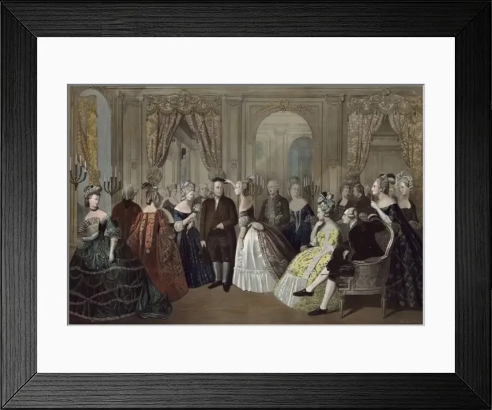 Framed Print : Franklins reception at the court of France, 1778. Respectfu Framed Print : Franklins reception at the court of France, 1778. Respectfu