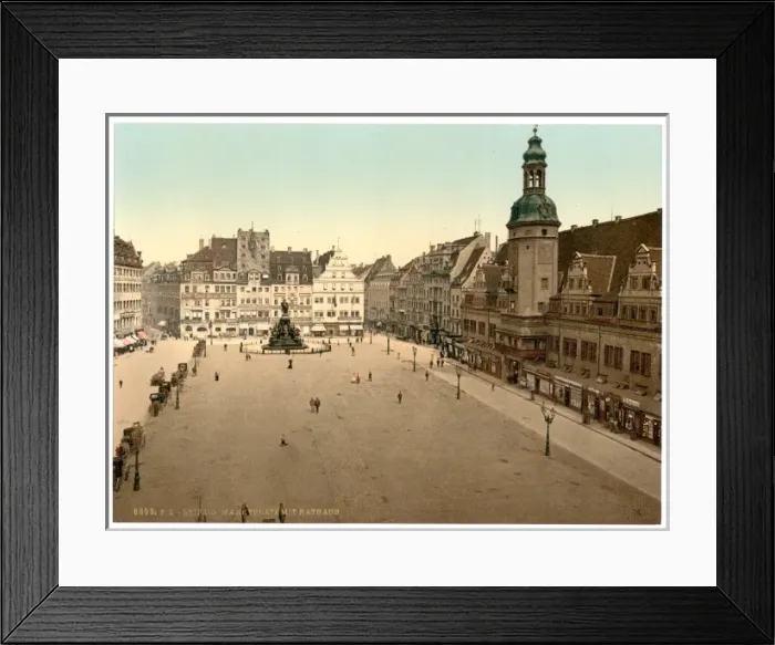 Framed Print : Market place and Hotel de Ville, Leipsig (i. e. Leipzig), Sa Framed Print : Market place and Hotel de Ville, Leipsig (i. e. Leipzig), Sa