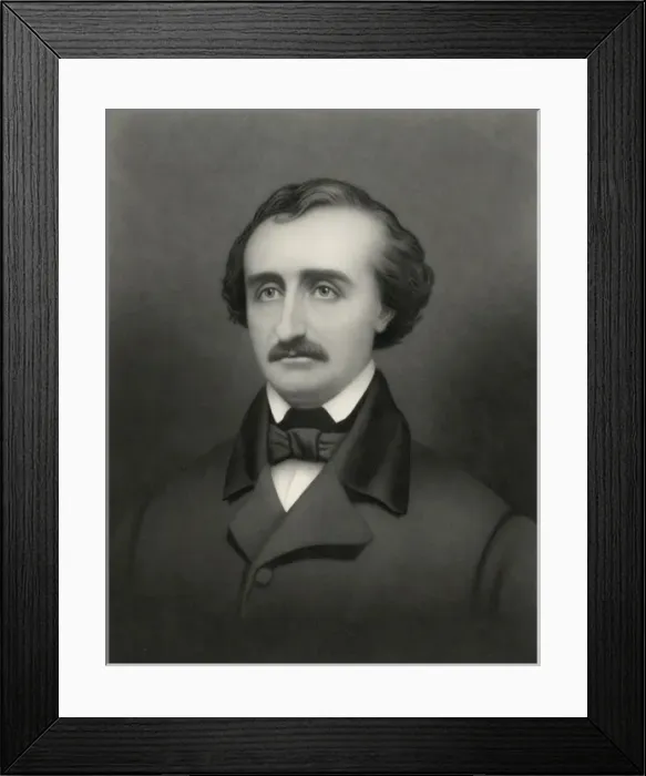 Framed Print : Edgar Allan Poe, head-and-shoulders portrait, facing front Framed Print : Edgar Allan Poe, head-and-shoulders portrait, facing front