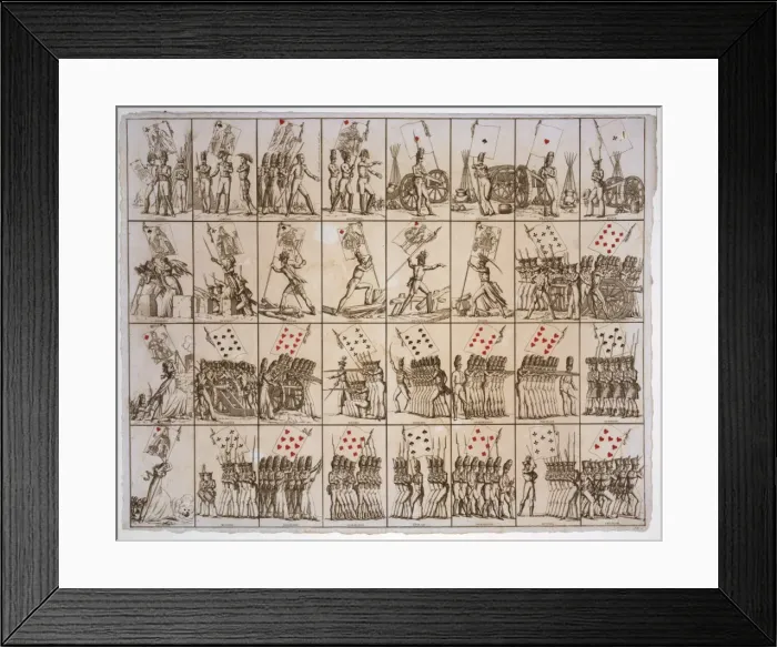 Framed Print : Sheet of playing cards, Jeu de drapeaux (i. e. game of flags Framed Print : Sheet of playing cards, Jeu de drapeaux (i. e. game of flags
