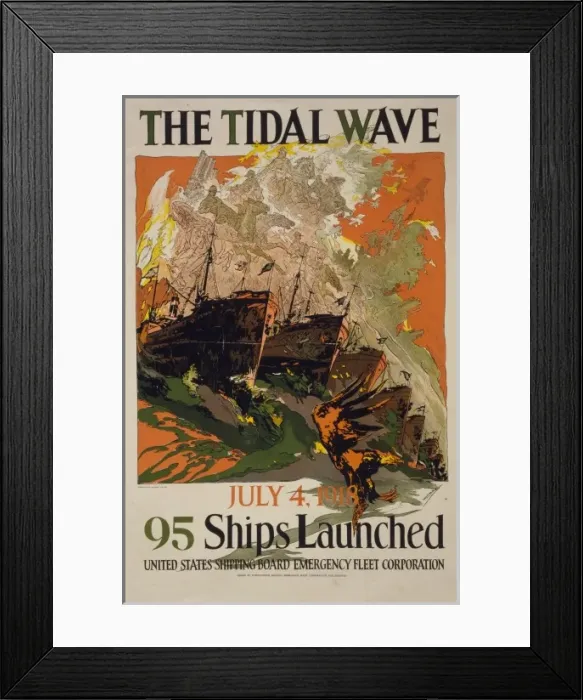 Framed Print : The tidal wave - July 4, 1918 - 95 ships launched United Sta Framed Print : The tidal wave - July 4, 1918 - 95 ships launched United Sta