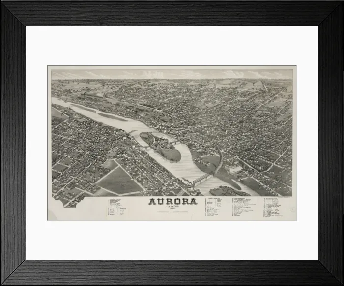 Framed Print : Aurora, Illinois 1882 Framed Print : Aurora, Illinois 1882