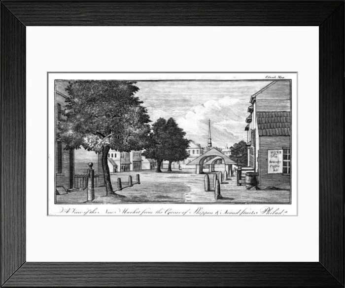 Framed Print : A view of the new market from the corner of Shippen & Second Framed Print : A view of the new market from the corner of Shippen & Second