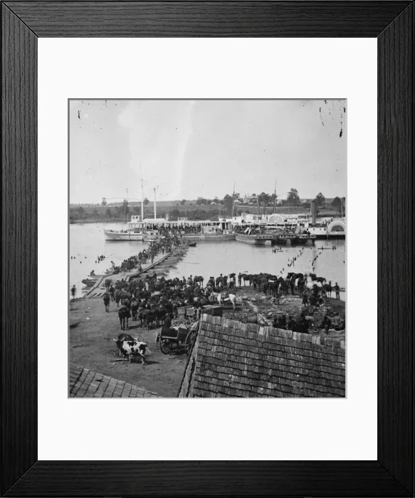 Framed Print : Port Royal, Va. Transports being loaded from a pontoon bridg Framed Print : Port Royal, Va. Transports being loaded from a pontoon bridg