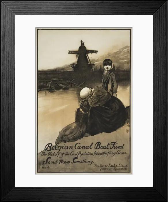 Framed Print : Belgian Canal Boat Fund for the relief of the civil populati Framed Print : Belgian Canal Boat Fund for the relief of the civil populati