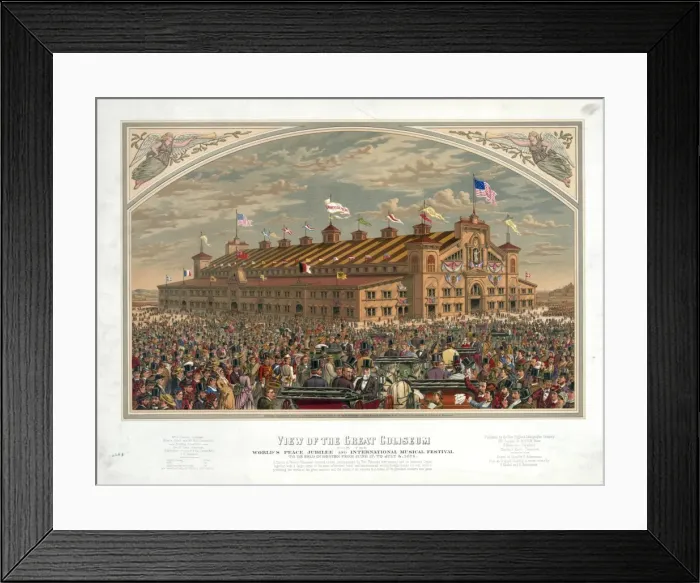 Framed Print : View of the great coliseum for the Worlds Peace Jubilee