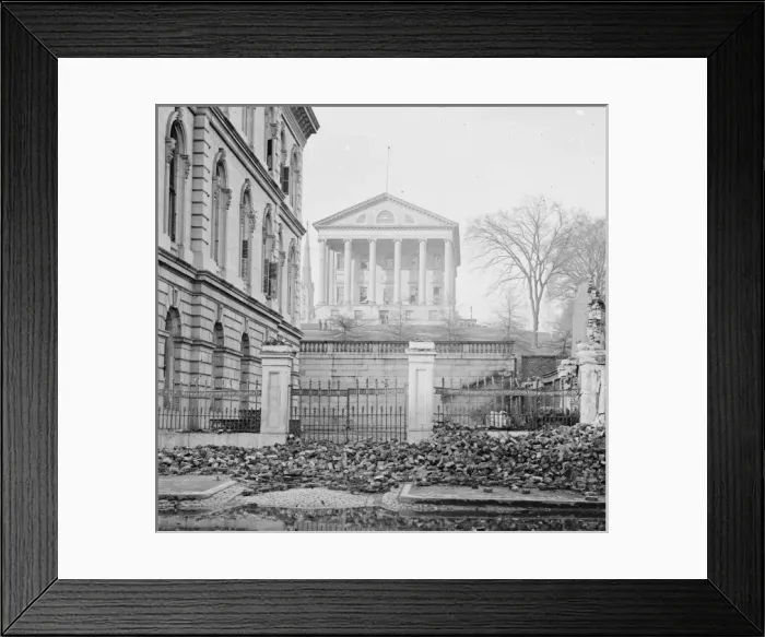 Framed Print : Richmond, Va. Custom House (left) and Capitol (center); rubb Framed Print : Richmond, Va. Custom House (left) and Capitol (center); rubb