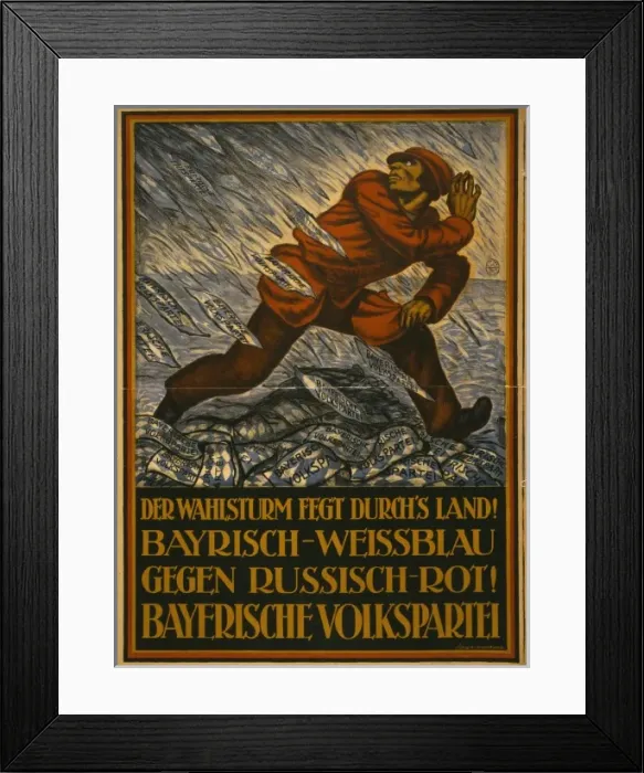 Framed Print : Der Wahlsturm fegt durchs Land! Bayerisch-Weissblau gegen R Framed Print : Der Wahlsturm fegt durchs Land! Bayerisch-Weissblau gegen R