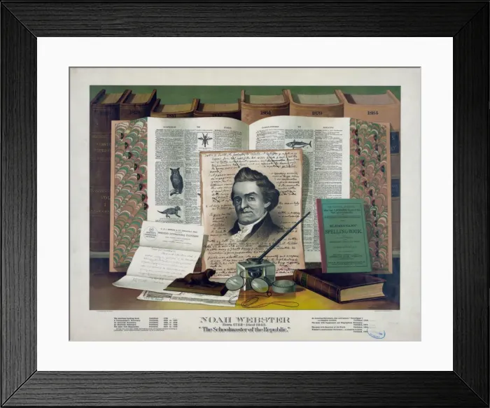 Framed Print : Noah Webster. Born 1758-died 1843. The schoolmaster of the r Framed Print : Noah Webster. Born 1758-died 1843. The schoolmaster of the r
