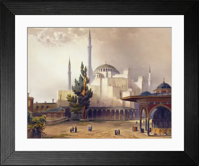 Framed Print : Print shows courtyard and exterior of Ayasofya Mosque Framed Print : Print shows courtyard and exterior of Ayasofya Mosque