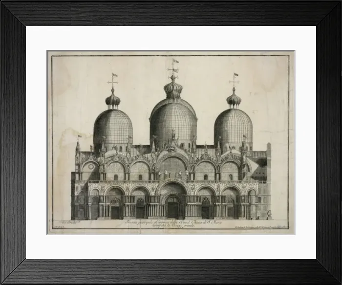 Framed Print : Faciata principale al ingresso della Ducal Chiesa di S. Marc Framed Print : Faciata principale al ingresso della Ducal Chiesa di S. Marc