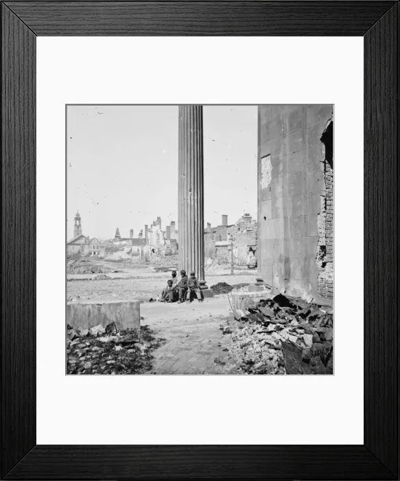 Framed Print : Charleston, SC View of ruined buildings through porch of Framed Print : Charleston, SC View of ruined buildings through porch of