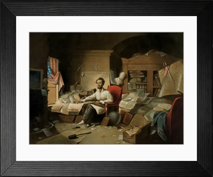 Framed Print : President Lincoln, writing the Proclamation of Freedom. Janu Framed Print : President Lincoln, writing the Proclamation of Freedom. Janu