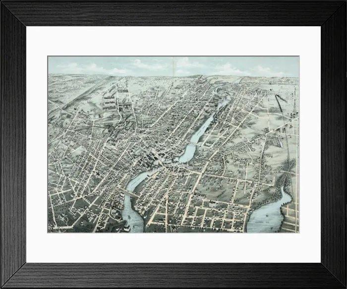 Framed Print : Birds eye view of Pawtucket, & Central Falls, R. I Framed Print : Birds eye view of Pawtucket, & Central Falls, R. I