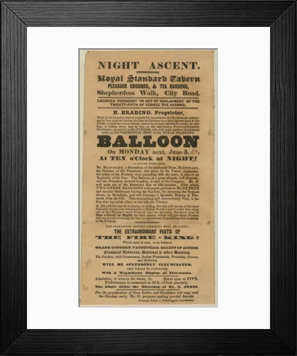 Framed Print : Night ascent. Royal Standard Tavern, pleasure grounds & tea Framed Print : Night ascent. Royal Standard Tavern, pleasure grounds & tea