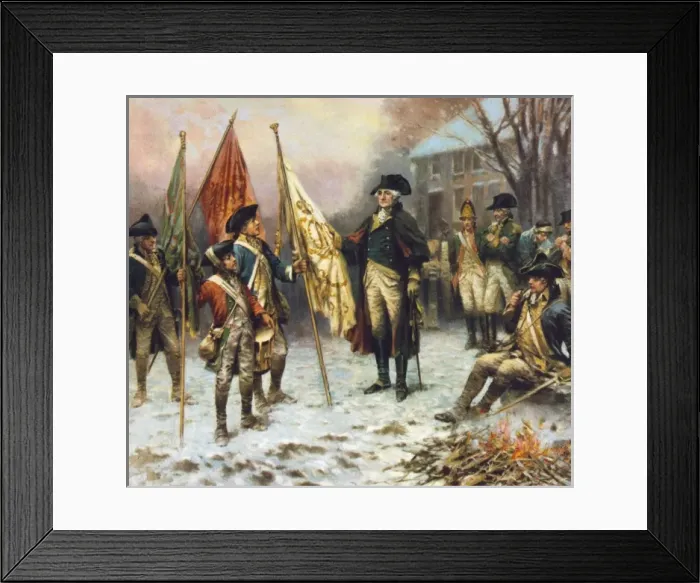 Framed Print : Washington inspecting the captured colors after the battle o Framed Print : Washington inspecting the captured colors after the battle o