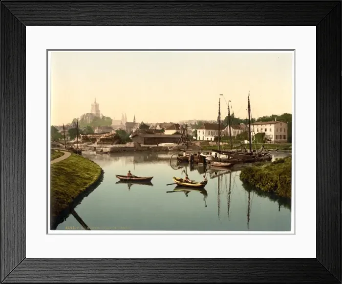 Framed Print : Town and harbor, Cleves, Westphalia, Germany Framed Print : Town and harbor, Cleves, Westphalia, Germany