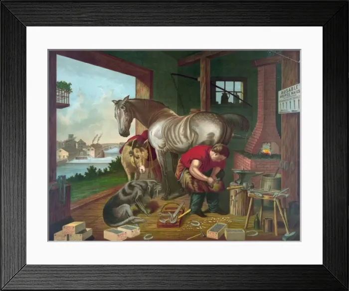 Framed Print : Shoeing the horse Framed Print : Shoeing the horse
