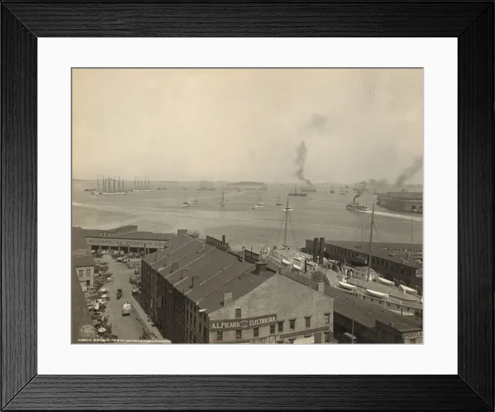 Framed Print : Bird s-eye view of waterfront, Boston, Mass Framed Print : Bird s-eye view of waterfront, Boston, Mass