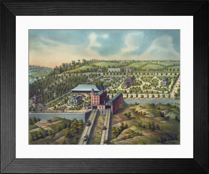 Framed Print : Birds-eye view of Price Hill inclined planes. Cincinnati, O Framed Print : Birds-eye view of Price Hill inclined planes. Cincinnati, O