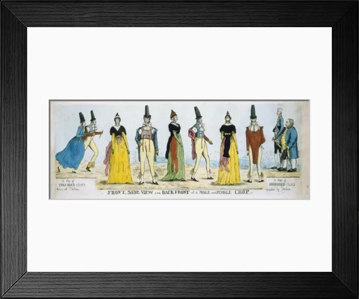 Framed Print : Front, side view and back front of a male and female crop Framed Print : Front, side view and back front of a male and female crop