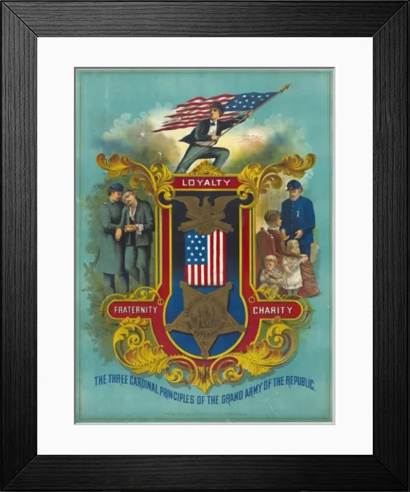 Framed Print : The three cardinal principles of the grand army of the repub Framed Print : The three cardinal principles of the grand army of the repub