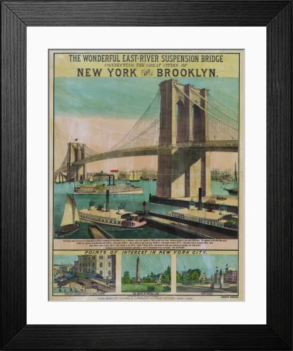 Framed Print : The wonderful East-River suspension bridge connecting the gr Framed Print : The wonderful East-River suspension bridge connecting the gr