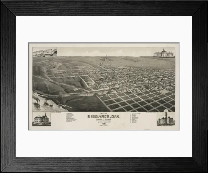 Framed Print : View of the city of Bismarck, Dak. capital of Dakota and co Framed Print : View of the city of Bismarck, Dak. capital of Dakota and co