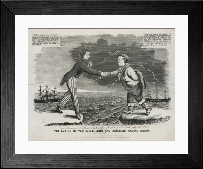Framed Print : The laying of the cable---John and Jonathan joining hands Framed Print : The laying of the cable---John and Jonathan joining hands