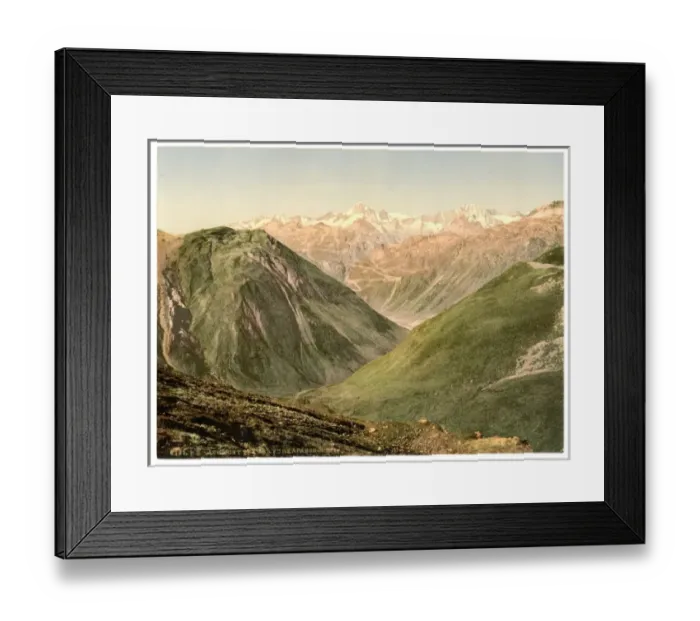 Framed Print : Furka Pass, view from the summit, Bernese Oberland, Switzerl Framed Print : Furka Pass, view from the summit, Bernese Oberland, Switzerl