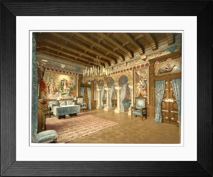 Framed Print : Pictures of the Lohengrin story, drawing room, Neuschwanste Framed Print : Pictures of the Lohengrin story, drawing room, Neuschwanste