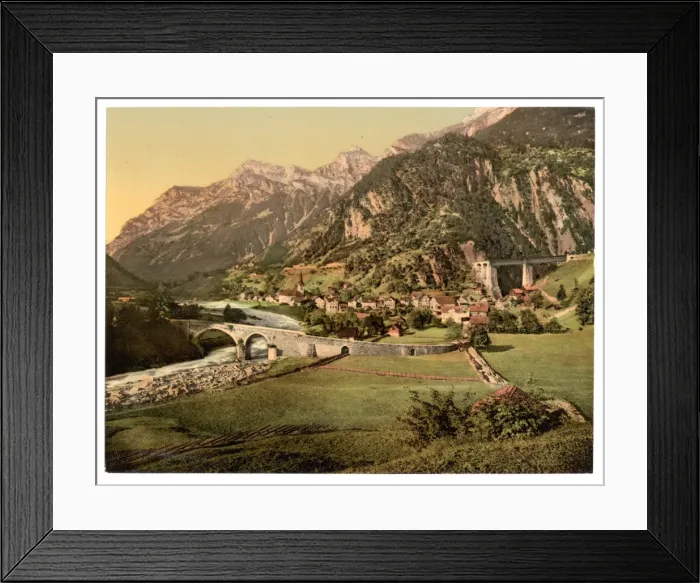 Framed Print : Amsteg, general view, St. Gotthard Railway, Switzerland Framed Print : Amsteg, general view, St. Gotthard Railway, Switzerland