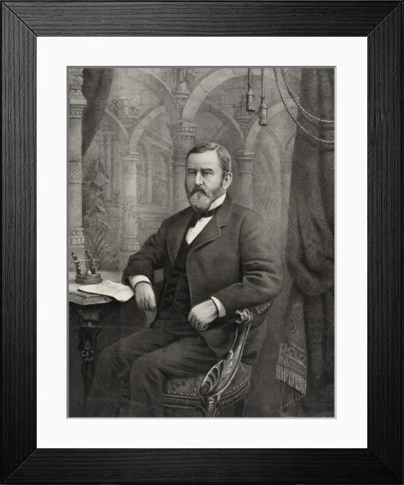 Framed Print : General Grant: in his library, writing his memoirs, 1885 Framed Print : General Grant: in his library, writing his memoirs, 1885