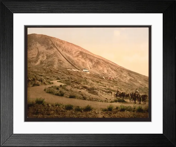 Framed Print : Mount Vesuvius, road and railroad, Naples, Italy Framed Print : Mount Vesuvius, road and railroad, Naples, Italy