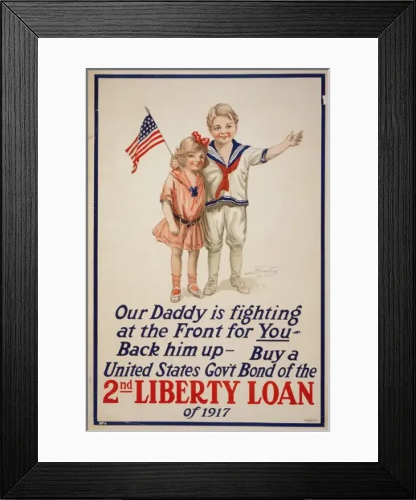 Framed Print : Our daddy is fighting at the front for you - Back him up - B Framed Print : Our daddy is fighting at the front for you - Back him up - B