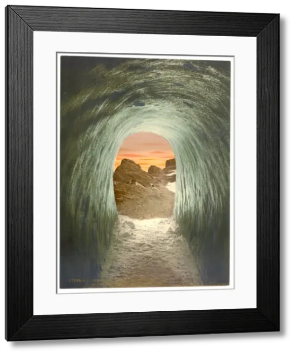 Framed Print : Jungfrau, railroad, Eigerhohle, with view of the station, Be Framed Print : Jungfrau, railroad, Eigerhohle, with view of the station, Be