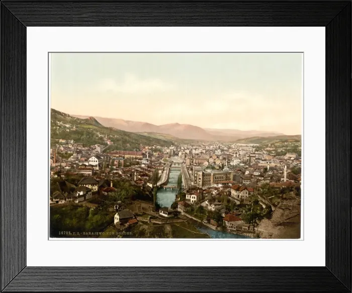 Framed Print : Sarajcvo (i. e. Sarajevo), from the north, Bosnia, Austro-Hu Framed Print : Sarajcvo (i. e. Sarajevo), from the north, Bosnia, Austro-Hu