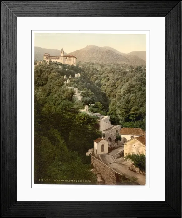 Framed Print : Locarno, Madonna del Sasso, and chapels, Tessin, Switzerland Framed Print : Locarno, Madonna del Sasso, and chapels, Tessin, Switzerland
