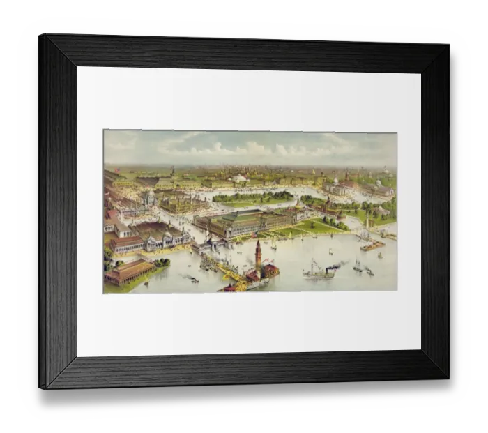 Framed Print : Grand birds-eye view of the grounds and buildings of the gre Framed Print : Grand birds-eye view of the grounds and buildings of the gre