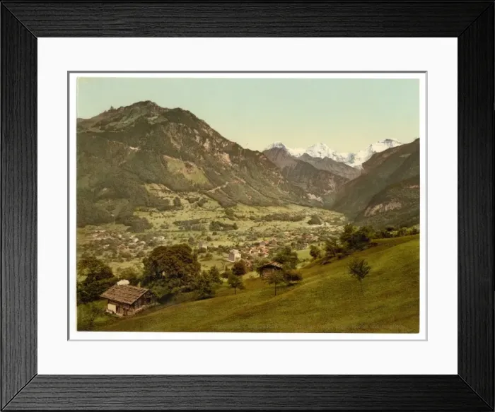 Framed Print : Wilderswil village, Schynige Platte, with Mount Eiger, Monch Framed Print : Wilderswil village, Schynige Platte, with Mount Eiger, Monch